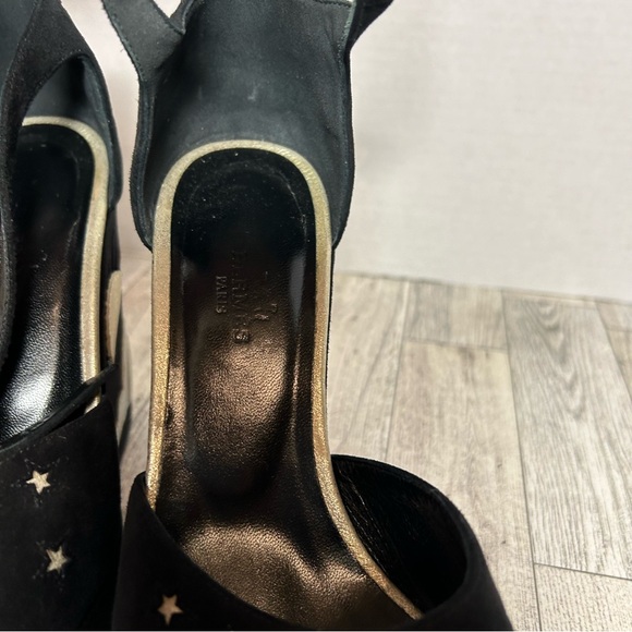 Hermes Tournis wedge sandals black celestial witch Halloween size 38 RARE - Picture 14 of 16